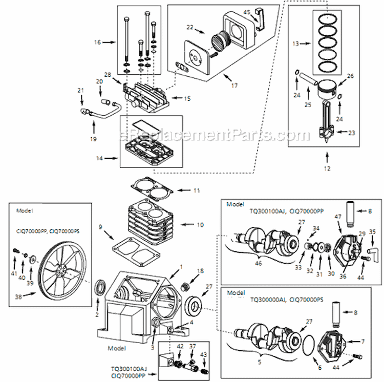 Page B Diagram and Parts List for CIQ71060V 1999 Campbell Hausfeld Compressor